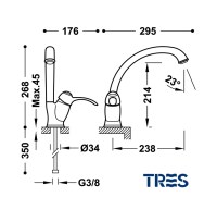 MEDIDAS MONOMANDO COCINA TRES